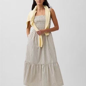 Smocked Striped Sleeveless Maxi Dress
